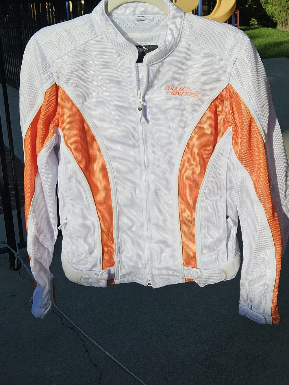 Harley-Davidson White and Orange Women's Mesh Utility Riding Jacket